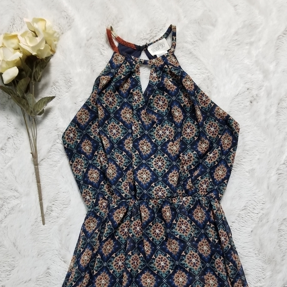 Sienna Sky Navy Blue Multicolor Sleeveless‎ XS